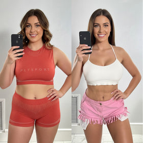 Resultados visibles antes y después en abdomen de mujer tras tratamiento con Vibro Sculpt.